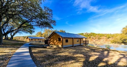 Luxury Tented Cabin Glamping Escape, with River Access in Ingram, Texas