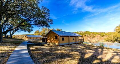 Luxury Tented Cabin Glamping Escape, with River Access in Ingram, Texas