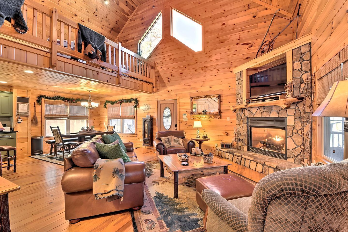 TV, fireplace, video games, DVD player