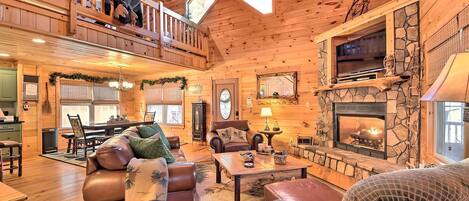 TV, fireplace, video games, DVD player