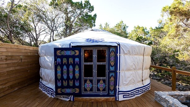Unclassified image, 1 of 17, button - Cozy Couples Yurt with Hot Tub in Dripping Springs, Texas (Dripping Springs)