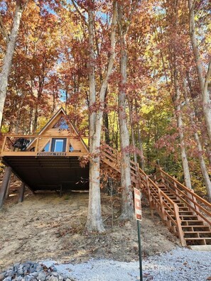 Exterior - Rustic Tree A-Frame with Original Design by Tappan Lake in Ohio (Deersville)