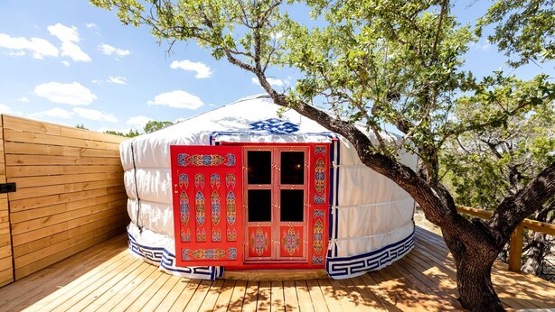 Unclassified image, 1 of 21, button - Cozy Yurt with Hot Tub Surrounded by Nature in Dripping Springs, Texas (Dripping Springs)