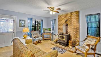 TV, fireplace