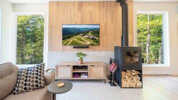 تلفزيون، مدفأة، ستيريو، مكتب