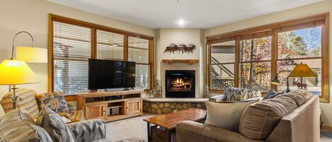 Smart TV, fireplace, foosball, table tennis