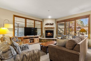 Smart TV, fireplace, foosball, table tennis