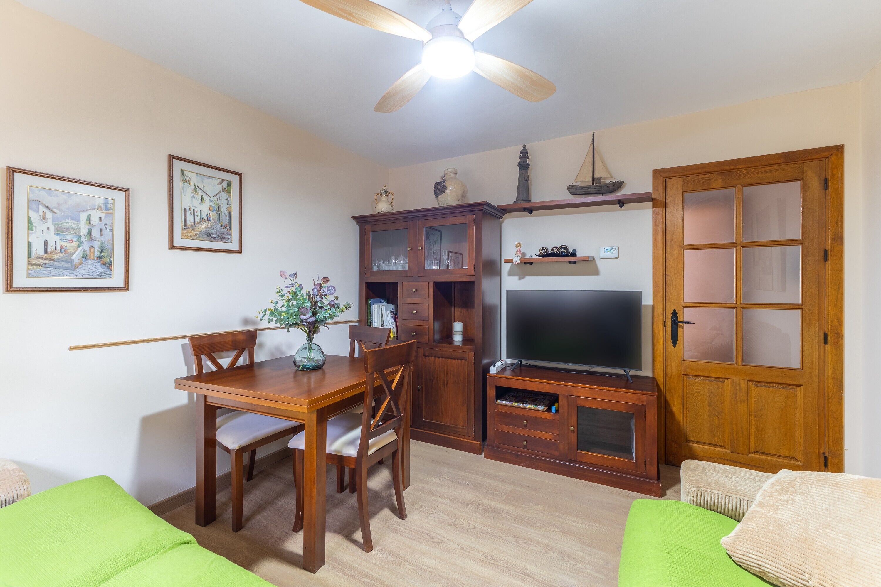 TV, fireplace