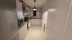 Fridge, microwave, oven, toaster