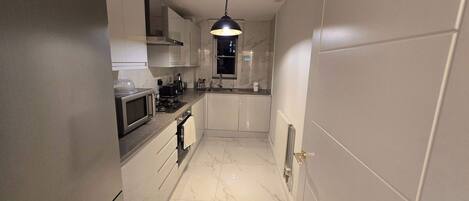 Fridge, microwave, oven, toaster