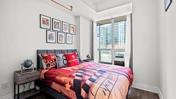 Individually decorated, individually furnished, desk, laptop workspace