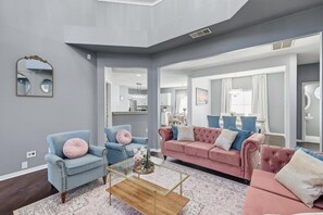 TV, fireplace, offices