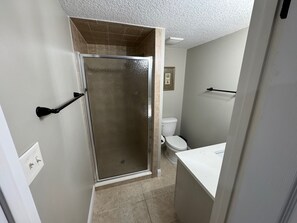 Shower, hair dryer, towels, soap - Updated 2-bedroom condo with community pool and boat slip (St. Augustine)