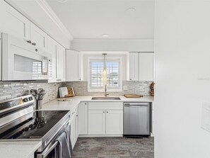 Fridge, microwave, oven, dishwasher