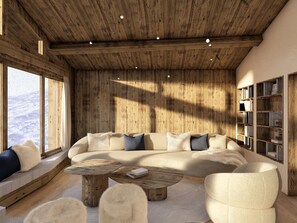 TV, fireplace - Modern chalet in Courchevel with sauna and jacuzzi (Courchevel 1550)