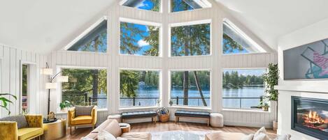 TV, fireplace, video games, books