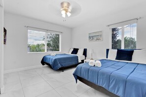 2 bedrooms, desk, iron/ironing board, travel cot