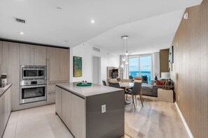 Fridge, microwave, oven, dishwasher