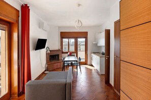 TV, fireplace