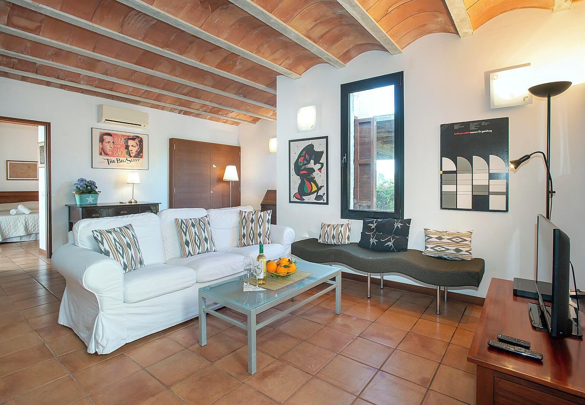 Televisión y chimenea 