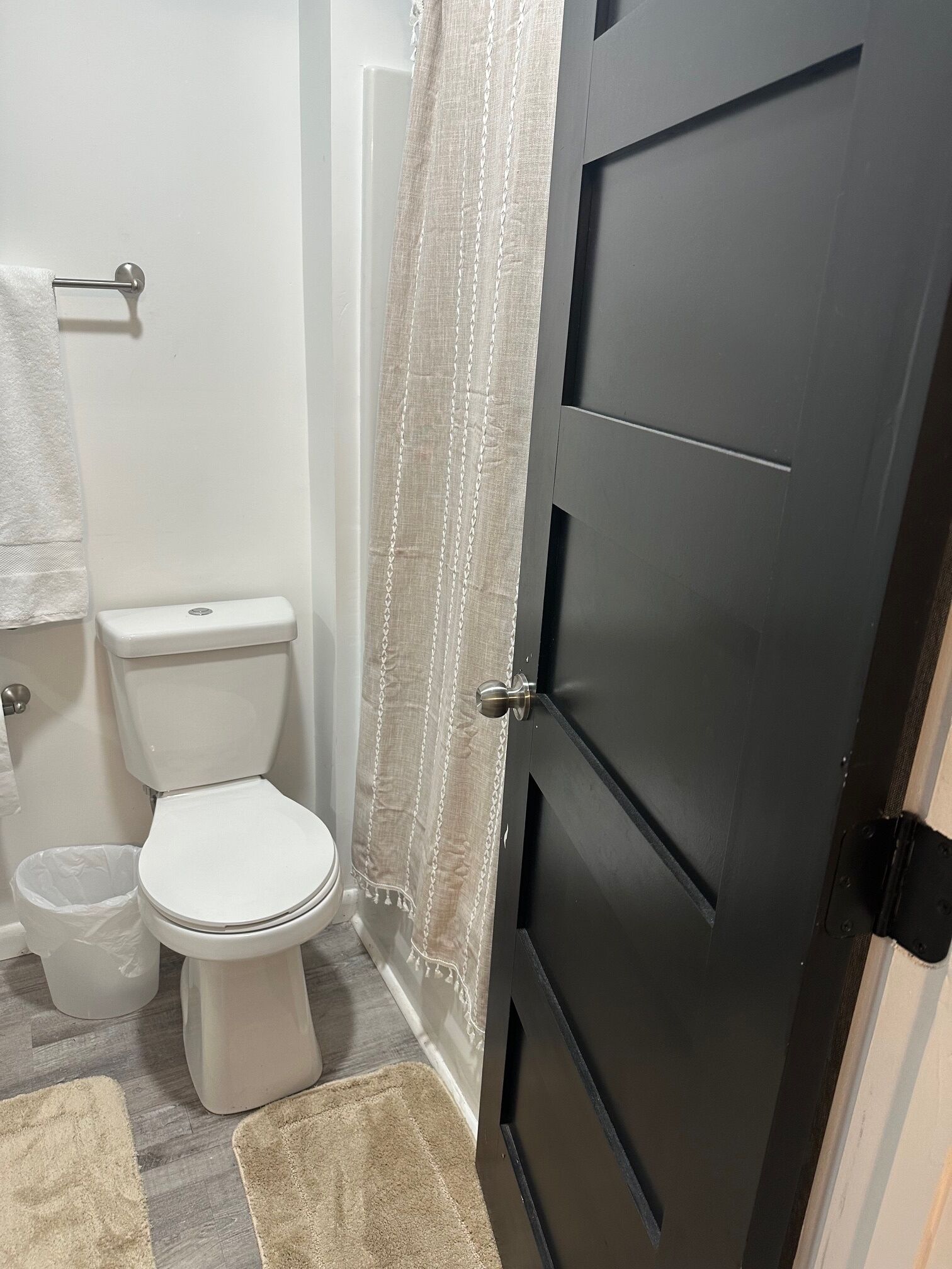 Hair dryer, towels, toilet paper