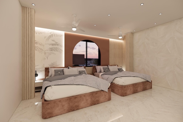 Habitación familiar | Escritorio y espacio para trabajar con un portátil