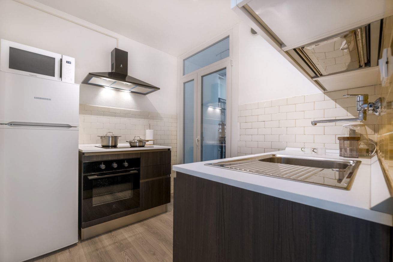 Fridge, microwave, dishwasher