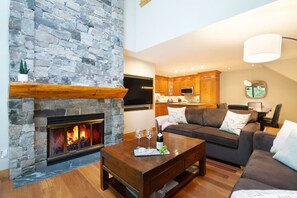 TV, lareira, videogames