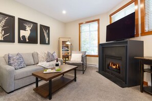 TV, fireplace - 2BR/2BA Steps to Olympic Rings! (Whistler)