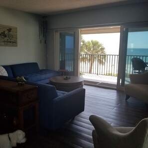 TV, fireplace - Beach Life: You are ON The BEACH!  3-bdrm Condo , heated pool, white sandy beach (Indian Shores)