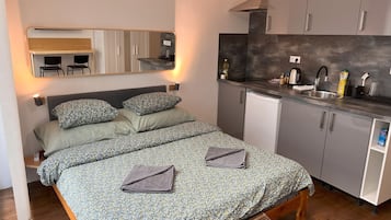 Superior Apartment, Courtyard Area | Desk, laptop workspace, blackout curtains, soundproofing