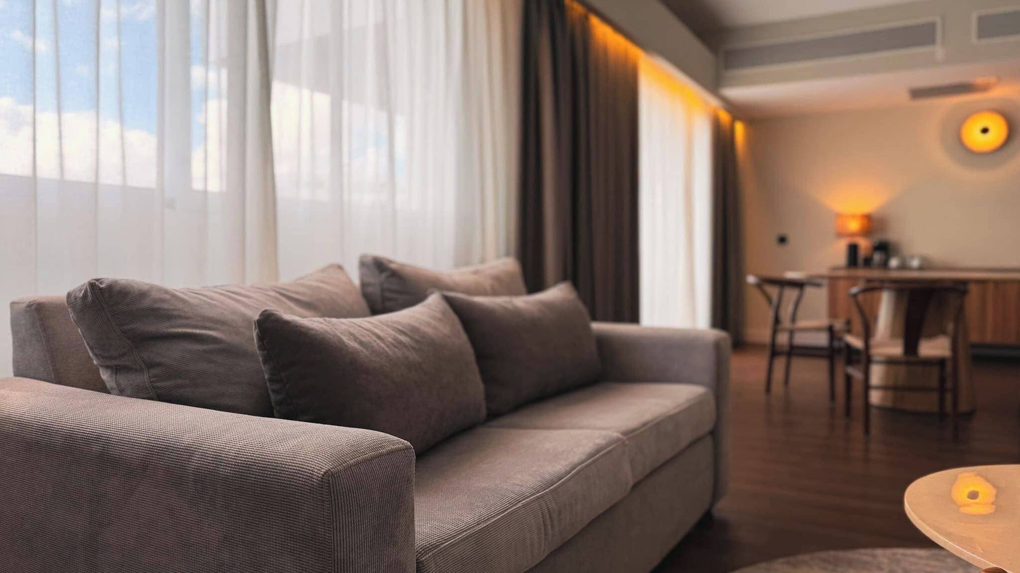 Signature Room, 1 King Bed, Balcony, Ocean View | Living area | 55-inch Smart TV with cable channels