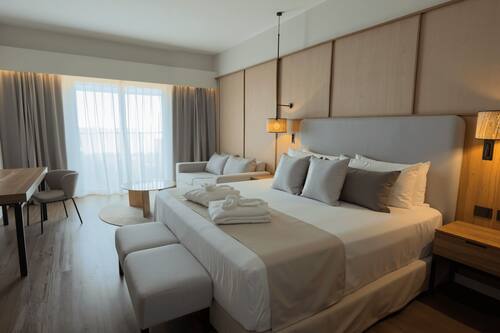 Deluxe kamer, 1 kingsize bed, balkon, uitzicht op tuin | Een gratis minibar, een kluis op de kamer, een bureau
