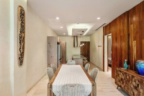 Apartment, 2 Bedrooms, Kitchen, Ground Floor | Dining room - Modern Retreat with Private Garden and Jacuzzi (Tulum)