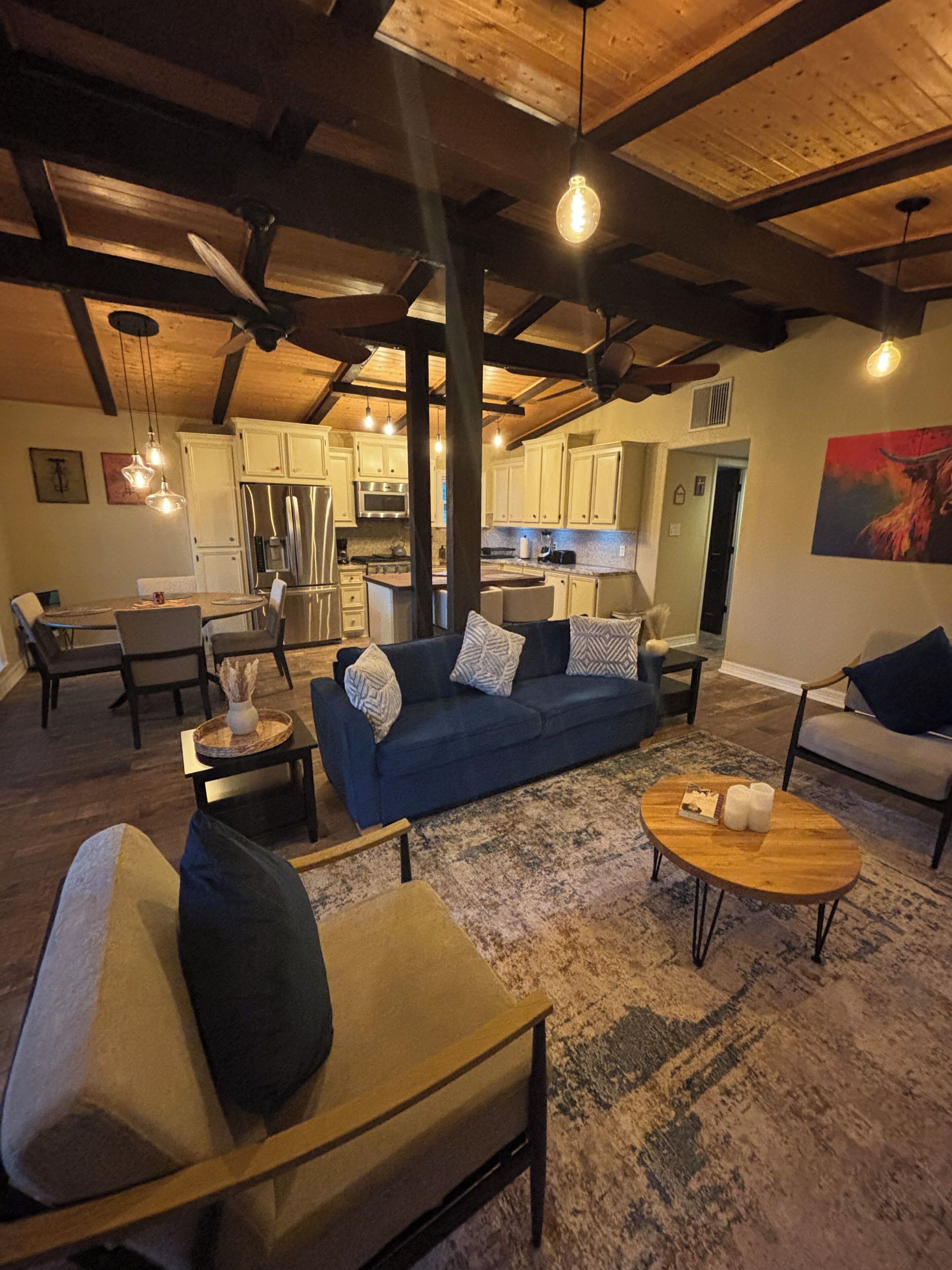 Smart TV, fireplace, video games, ping pong