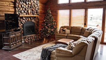 TV connectée, cheminée, lecteur de DVD, table de tennis de table