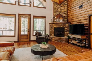 Smart TV, fireplace, video games, DVD player