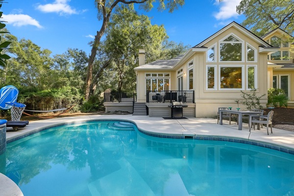 HOST & HOME presents…34 Heath Drive! Step inside to this beautifully renovated 4-bedroom retreat in the prestigious gated community of Palmetto Dunes!