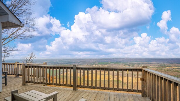 A wooden deck with a view of a landscape. - Best View Above Mentone - High Brow House - Elevate to Escape (Mentone)