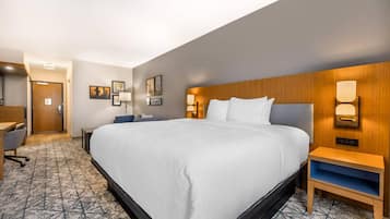 Down comforters, pillowtop beds, desk, laptop workspace