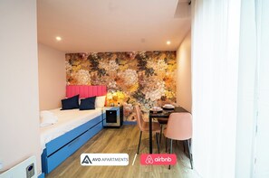 1 bedroom, iron/ironing board, travel crib, free WiFi