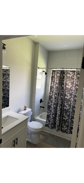 Shower, towels, soap, shampoo