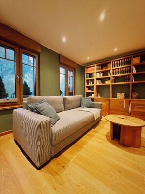 Fernseher, Kamin, Bücher