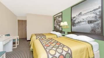 Double Room, 2 Queen Beds | Desk, laptop workspace, blackout drapes, iron/ironing board