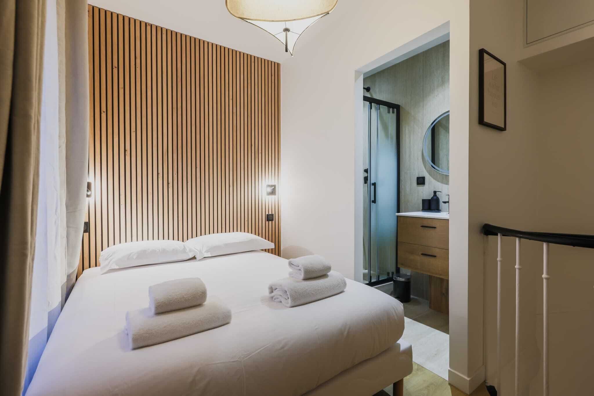 1 bedroom, desk, iron/ironing board, bed sheets