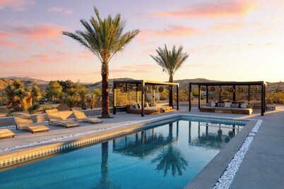 Iconic 6BR Desert Retreat w/ Pool, Pickleball & Fire Pit | Joshua Tree Mansion
