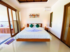 Room, 1 Bedroom, Pool View | Laptop workspace, bed sheets - Vishnu Villa (Ubud)