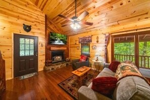 Smart TV, fireplace, video games, DVD player