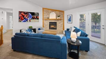 Smart TV, fireplace, foosball, table tennis