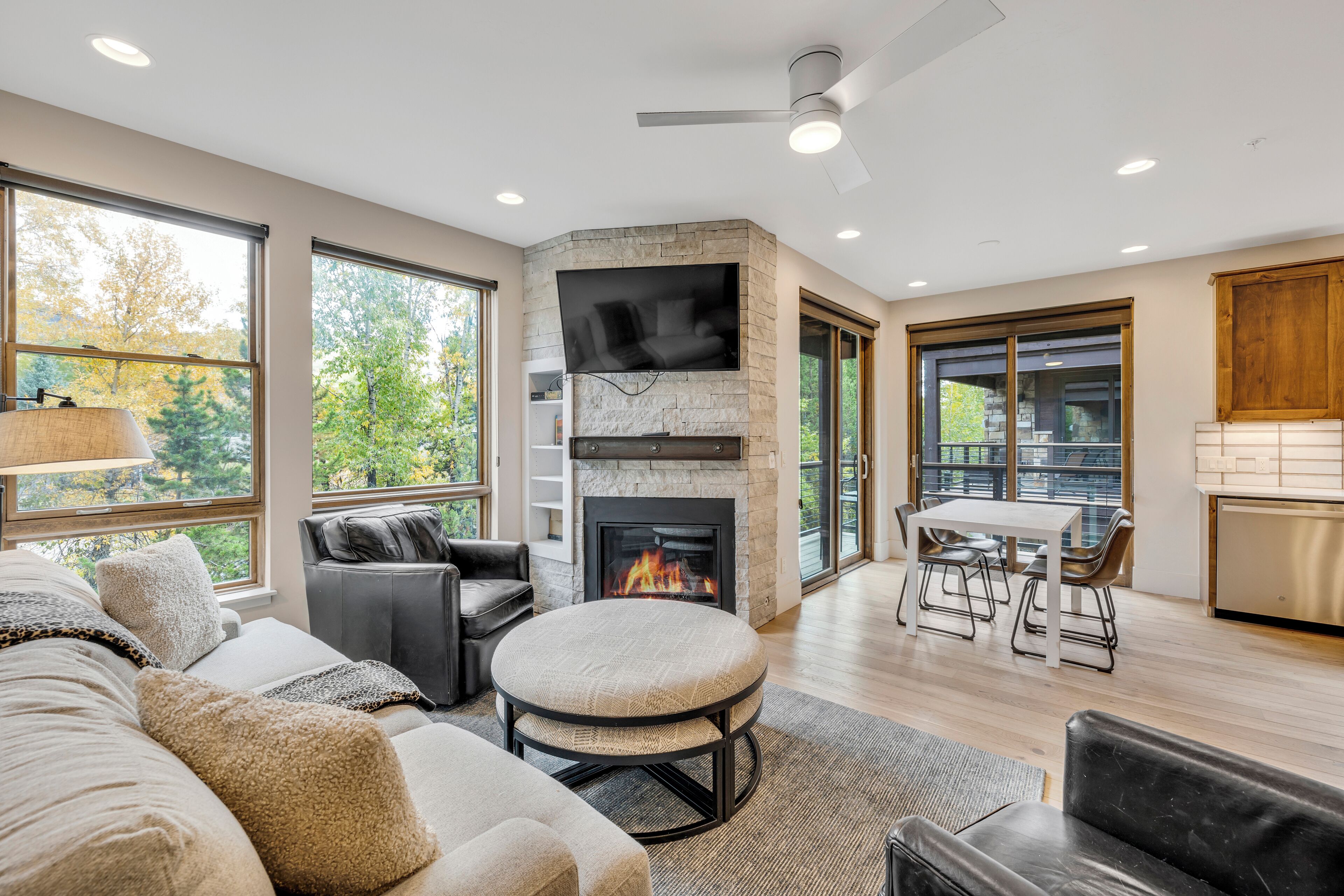 Televisión y chimenea 